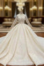 Best Discount And High Quality Light Champagne Tulle Sequins Long Sleeve Beading Wedding Dresses