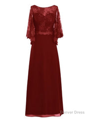 Best Floor-Length Scoop Neck Lace Chiffon Mother of the Bride Dress