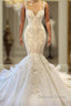 Biztunnel Elegant Long Mermaid Sweetheart Sleeveless Tulle Lace Wedding Dresses