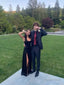 Black A Line Long Prom Dress Velvet Prom Dresses With Slit
