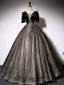 Black A Line Tulle Lace Long Prom Dress, Black Lace Prom Dresses