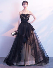 Black And Champagne Tulle Sweet 16 Dress, Beautiful Prom Dress