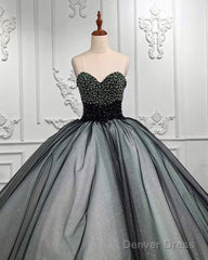 Black And Nude Ball Gown With Beaded Bodice Corset
