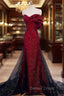 Black And Red Long Party Dresses Prom Dresses, Sweetheart Satin Evening Dresses Formal Dresses