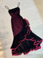 Black And Red Scoop High Low Mermaid Prom Dress, Black And Red Prom Dresses
