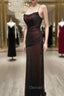 Black and Red Straps Long Simple Prom Dress, Black and Red Prom Dresses