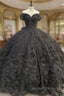 Black Ball Gown Off the Shoulder Quinceanera Dresses with Bow Knot