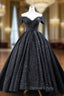 Black Ball Gown Sequins Off the Shoulder Prom Dresses