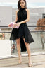 Black Chiffon Halter High Low Prom Dress Homecoming Dress, Black Bridesmaid Dresses