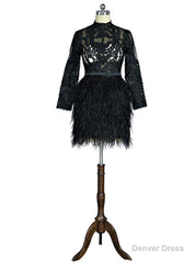 Black Formal Celebrity Dresses Sheath Long Sleeves