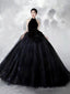 Black Halter Shiny Tulle Long Ball Gowns, Black A Line Backless Prom Dresses