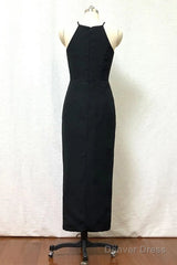 Black High Neck Sheath Chiffon Bridesmaid Dress