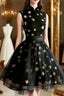Black High Neckline Short Tulle Prom Dress Black Homecoming Dress Prom Dress shops