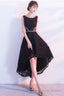Black Lace High Low Beaded Short Prom Dress, Black Homecoming Dress Prom Dresses