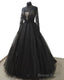 Black Lace Long Sleeve Tulle Wedding Dresses
