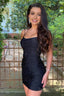 Black Lace Up Tight Homecoming Dresses