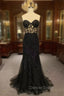 Black Mermaid Lace Prom Dress, Black Mermaid Lace Prom Dresses