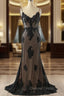 Black Mermaid Lace Straps Prom Dress Prom Dress, Black Long Prom Dresses