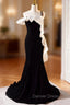 Black Mermaid Velvet Spaghetti Straps Prom Dresses