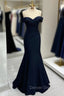 Black Off The Shoulder Sweetheart Sleeveless Long Mermaid Prom Dresses