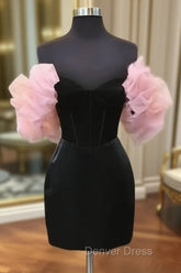Black Off the Shoulder Velvet Tight Homecoming Dresses