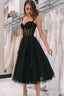 Black Polka Dots A Line Homecoming Dresses
