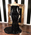 Black Robe De Soiree Mermaid Long Sleeves Appliques Sequins Long Prom Dress Prom Gowns Prom Dresses