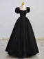 Black Satin Long Prom Dresses, Black Evening Dresses