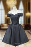Black Satin Off the Shoulder Homecoming Dresses