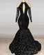 Black Sequin Prom Dresses Cold Sleeves