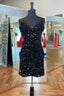 Black Sequin V Neck Backless Short Homecoming Dresses Wedding