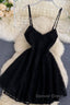 Black Short Homecoming Dress A Line Mini Dresses