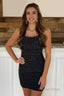 Black Spaghetti Straps Sequins Sleeveless Tight Homecoming Dresses