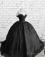 Black Sparkly Ball Gown Dress With 3D Flowers