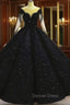 Black Sparkly Long Sleeve Wedding Ball Gowns Dresses