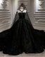 Black Sparkly Wedding Dresses Ball Gowns With Cape Veil