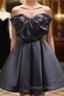 Black Sweetheart Neck Satin Short Prom Dress, Black Homecoming Dresses
