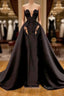 Black Sweetheart Overskirt Long Prom Gown With Appliques