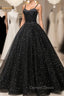 Black Sweetheart Tulle Long Prom Dresses, Black Formal Sweet 16 Dresses