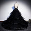 Black Tulle Layers Straps Beaded Long Prom Dress, Black Prom Dress