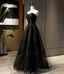 Black Tulle Long A Line Prom Dress Black Evening Dress