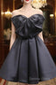Black Tulle Satin Short Prom Dress, Black Homecoming Dresses