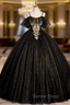 Black Tulle Sequins Spaghetti Straps Quinceanera Dresses