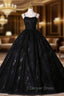 Black Tulle Sequins Straps Quinceanera Dresses