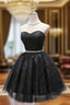 Black Tulle Sequins Sweetheart Homecoming Dresses