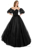 Black Tulle Sequins Sweetheart Prom Dress Spaghetti Straps Prom Quinceanera Dresses