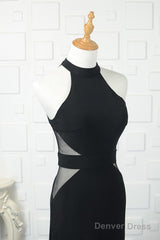 Black Tulle Sheath/Column Floor-Length Prom Dresses