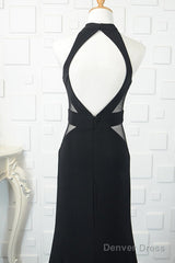 Black Tulle Sheath/Column Floor-Length Prom Dresses