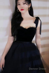 Black Tulle Short Prom Dresses, A-Line Homecoming Party Dresses