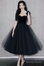 Black Tulle Short Prom Dress, A Line Homecoming Prom Dresses